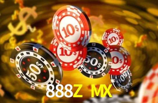 Escena dinámica inspirada en casino con iluminación 888Z MX, cartas, fichas e íconos de juegos digitales en un espacio moderno de juegos.